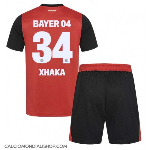 Maglie da calcio Bayer Leverkusen Granit Xhaka #34 Prima Maglia Bambino 2024-25 Manica Corta (+ Pantaloni corti)